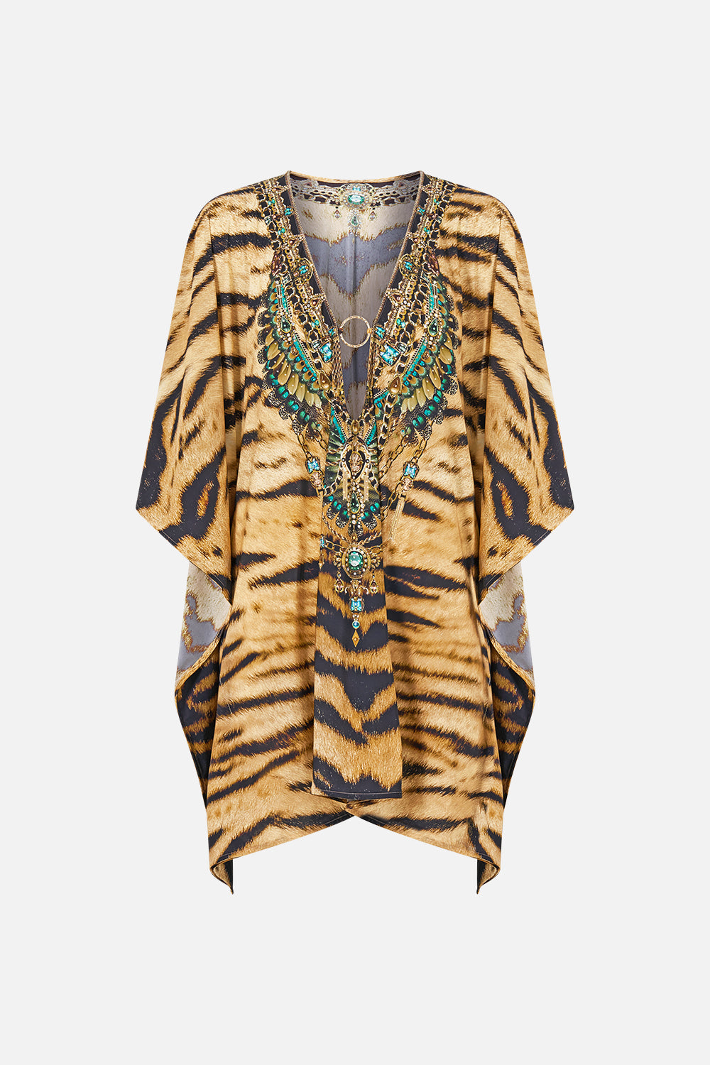 SHORT V NECK KAFTAN W RING FRONT TRIM A WINK TO THE WILD