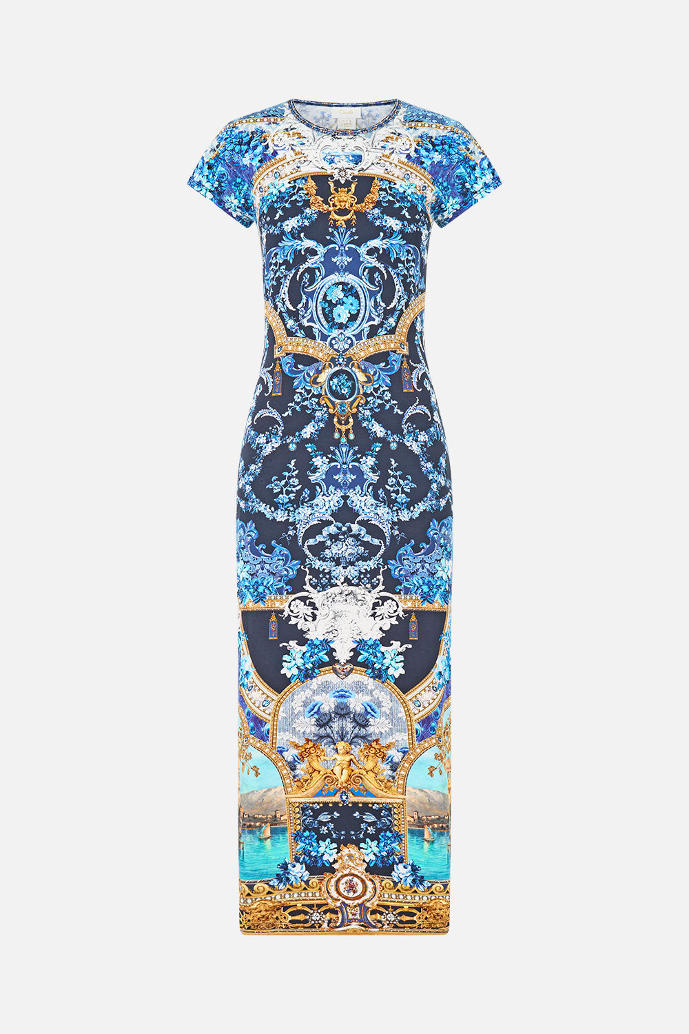 JERSEY  TANK DRESS WITH CAP SLEEVES SWEET SACRÉ BLEU
