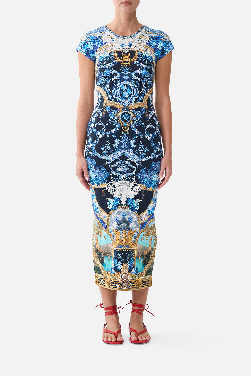 JERSEY  TANK DRESS WITH CAP SLEEVES SWEET SACRÉ BLEU