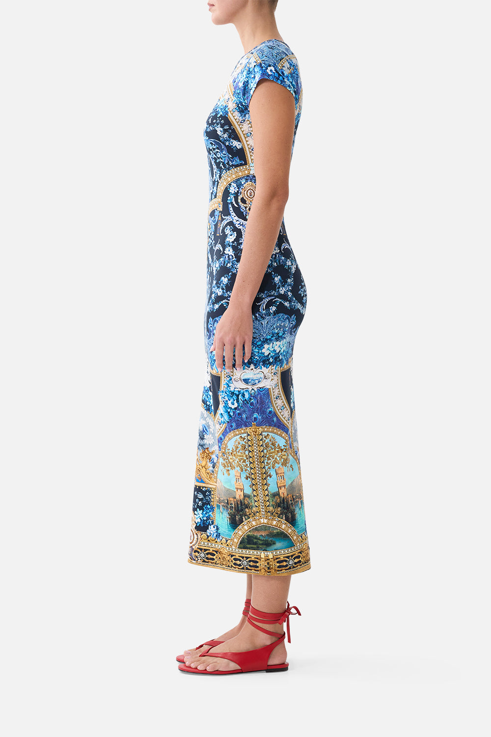 JERSEY  TANK DRESS WITH CAP SLEEVES SWEET SACRÉ BLEU