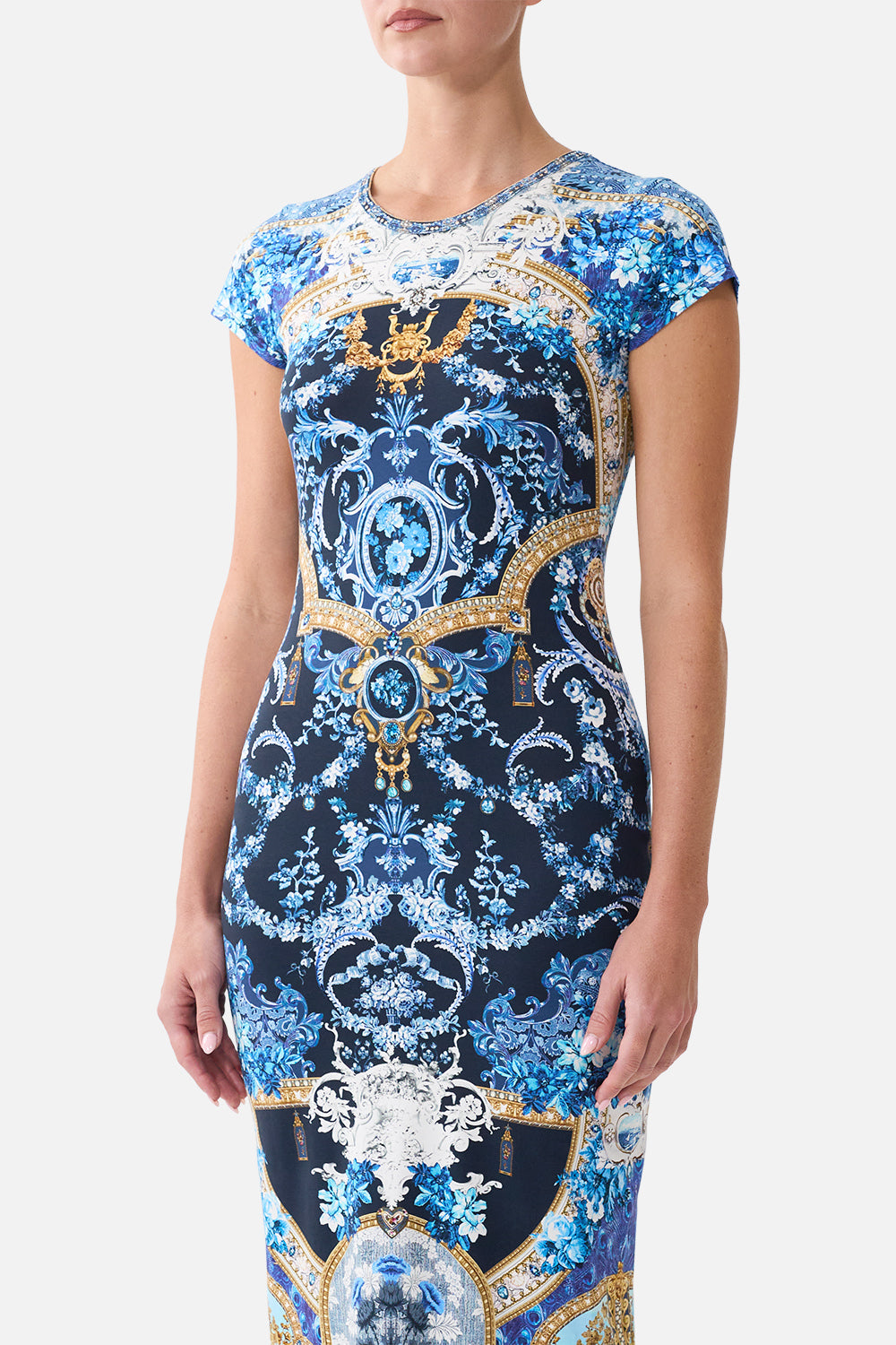 JERSEY  TANK DRESS WITH CAP SLEEVES SWEET SACRÉ BLEU