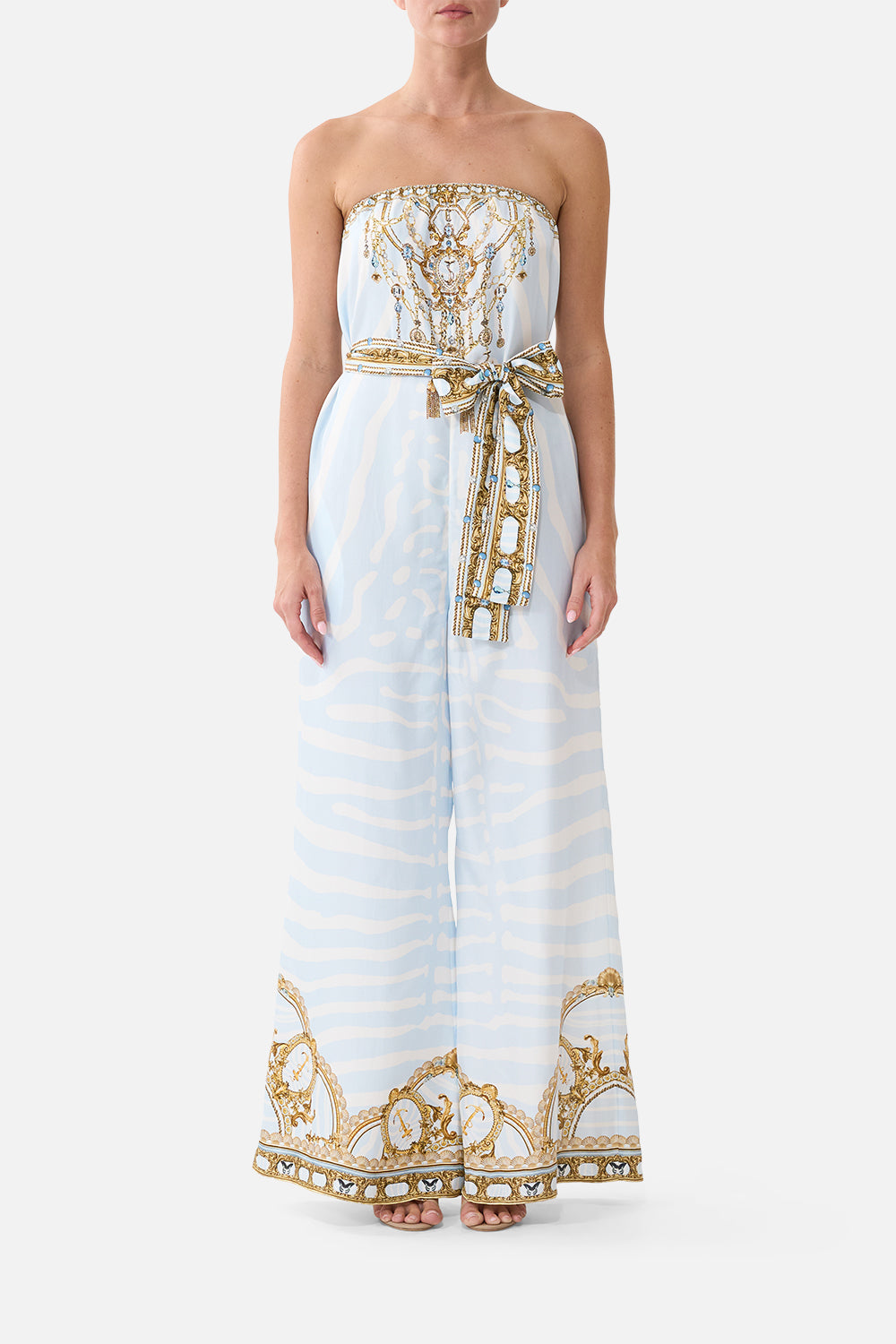 TIE WAIST STRAPLESS JUMPSUIT SPIRIT OF STRIPES