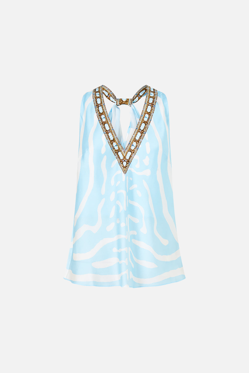 V NECK TOP WITH KNOT BACK SPIRIT OF STRIPES