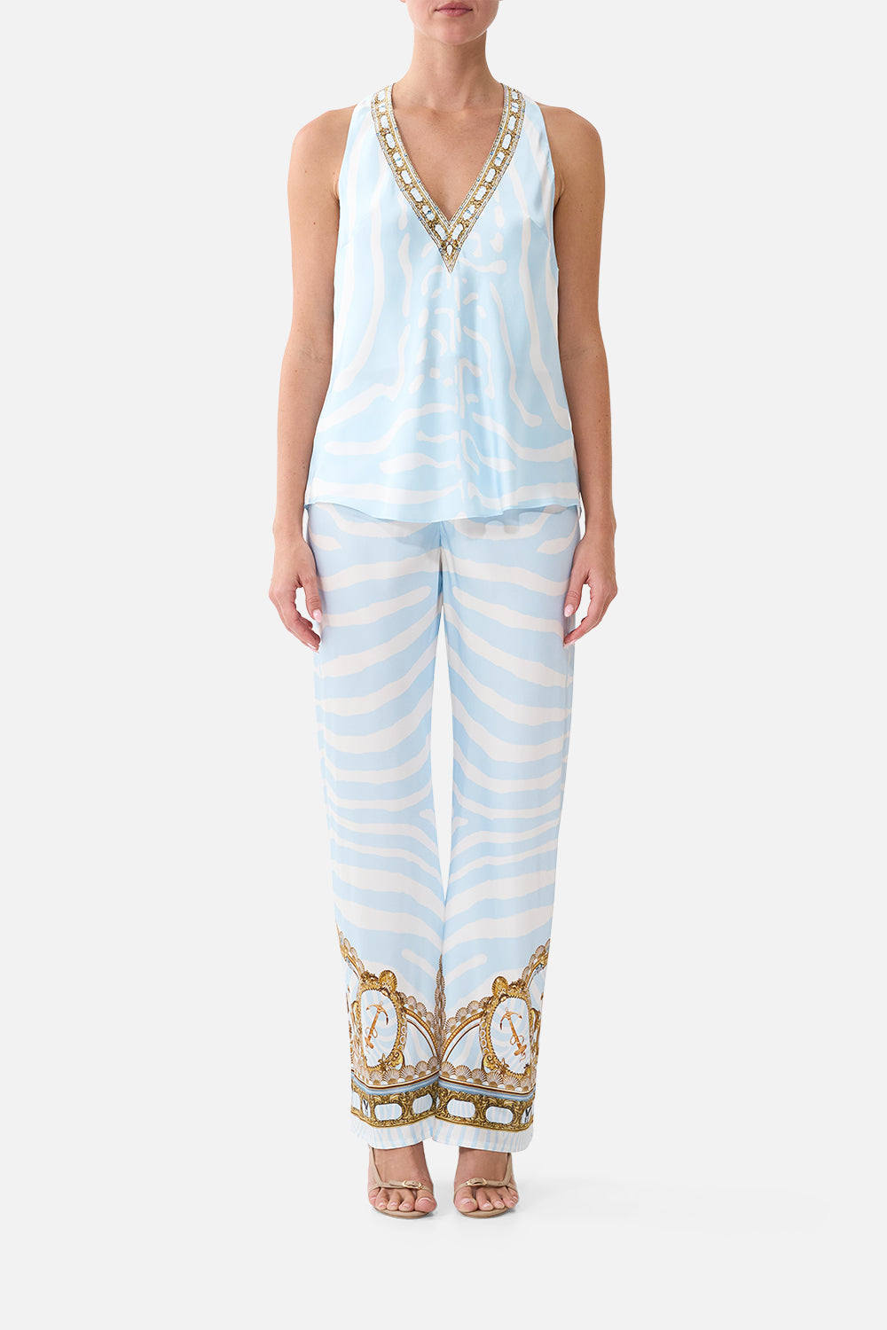 V NECK TOP WITH KNOT BACK SPIRIT OF STRIPES