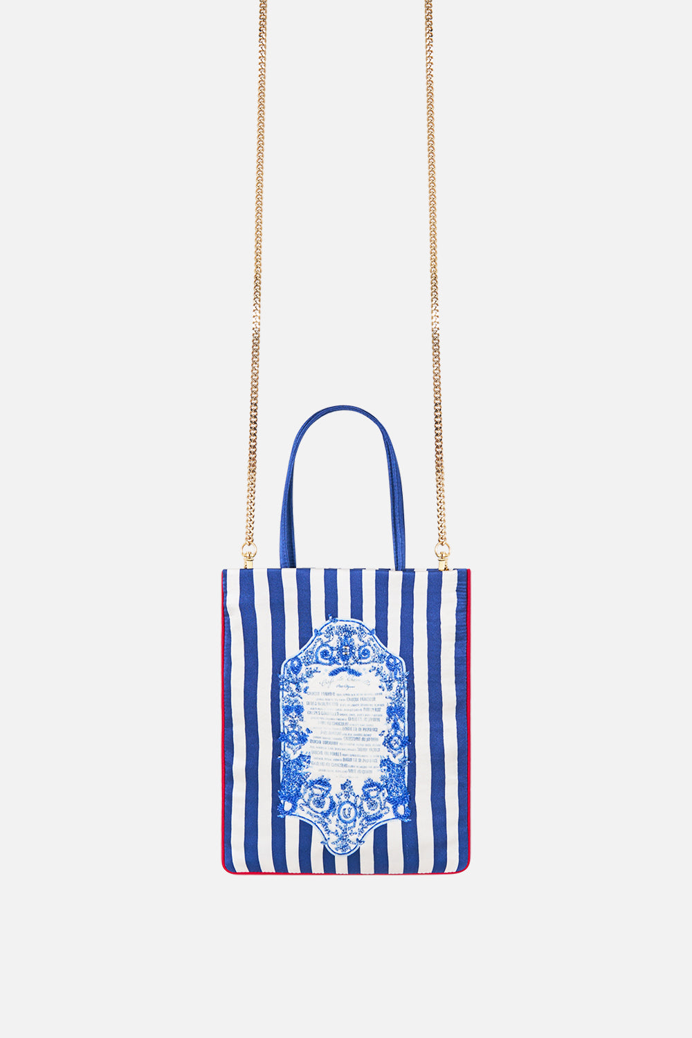 EMBELLISHED MINI TOTE WITH CHAIN STRAP SWEET SACRÉ BLEU