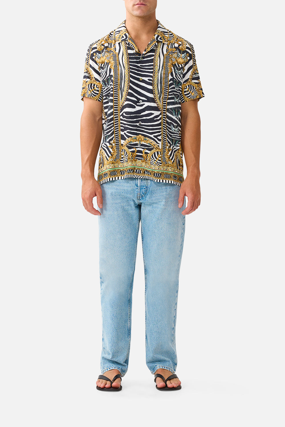 SHORT SLEEVE CAMP COLLARED SHIRT ZIG ZAG ZOO
