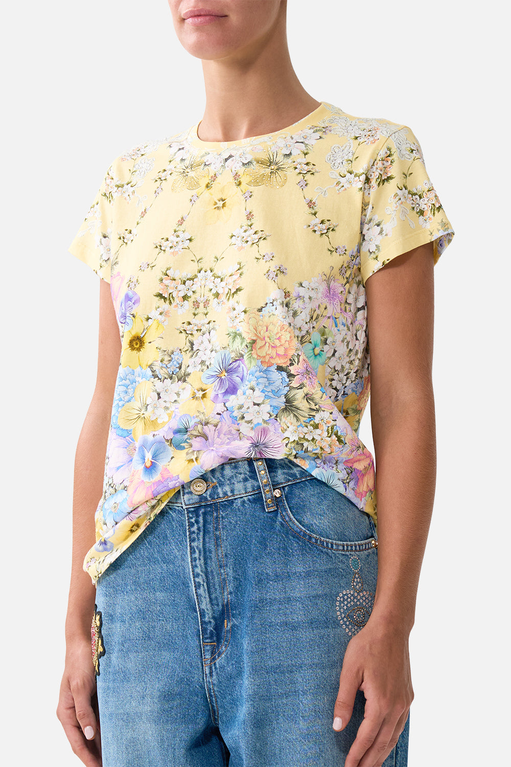 The CAMILLA SLIM FIT ROUND NECK T-SHIRT DARLING BUDS
