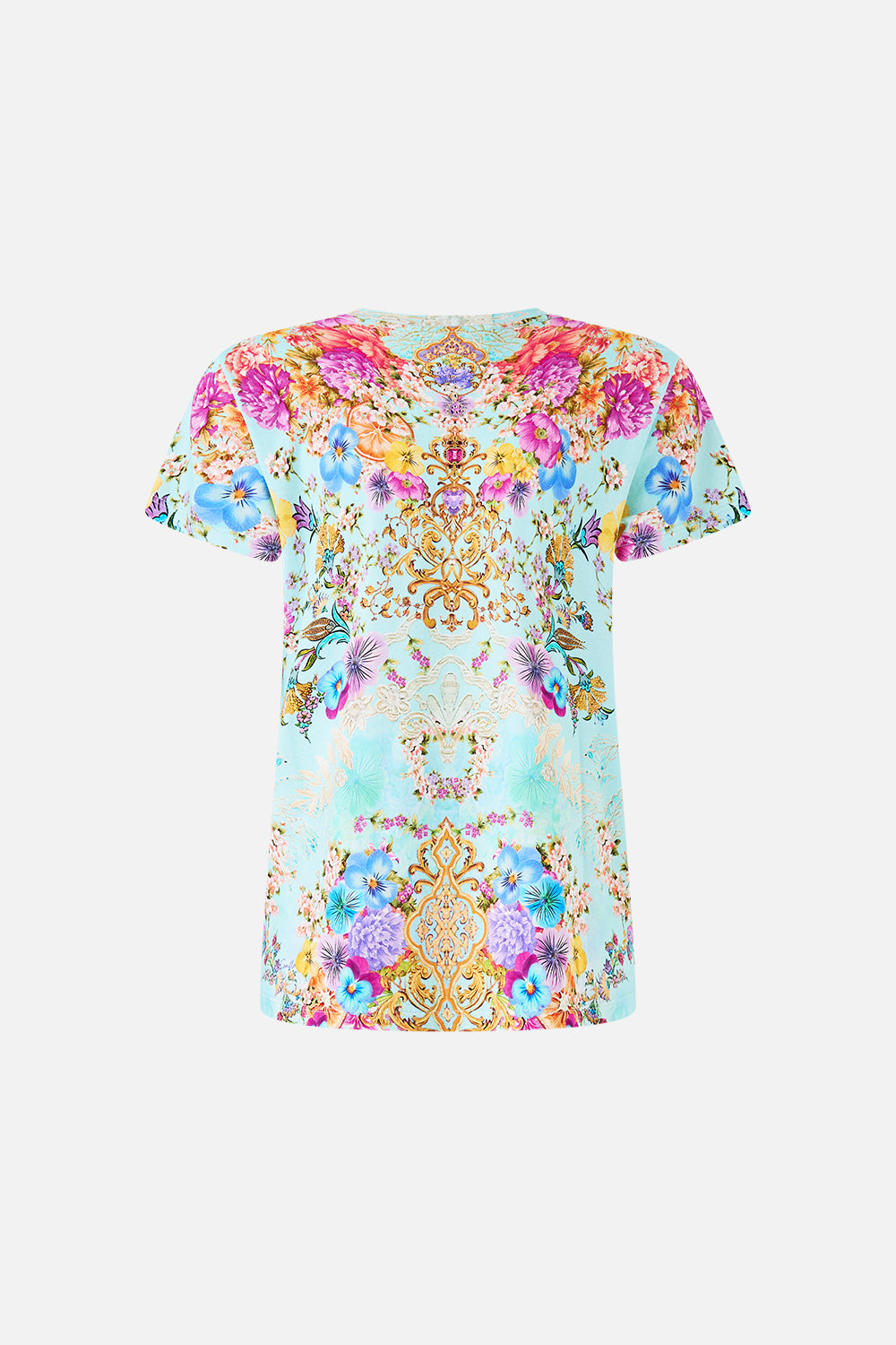 The CAMILLA SLIM FIT ROUND NECK T-SHIRT BAZAAR BLOOMS