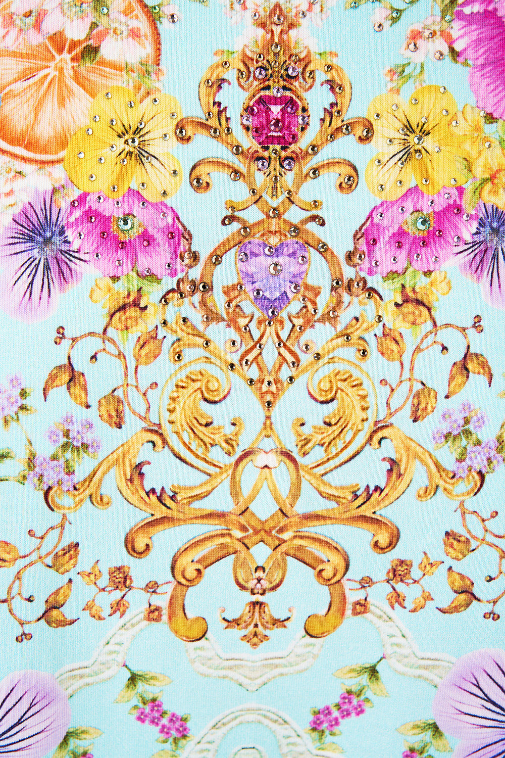 The CAMILLA SLIM FIT ROUND NECK T-SHIRT BAZAAR BLOOMS