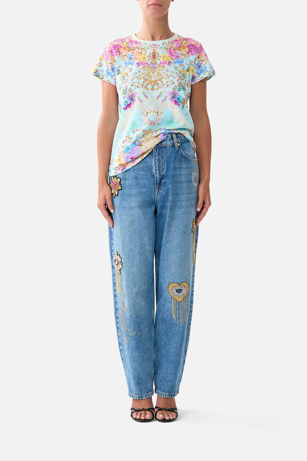 SLIM FIT ROUND NECK T-SHIRT BAZAAR BLOOMS