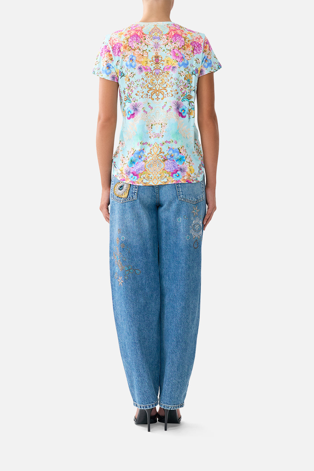 SLIM FIT ROUND NECK T-SHIRT BAZAAR BLOOMS