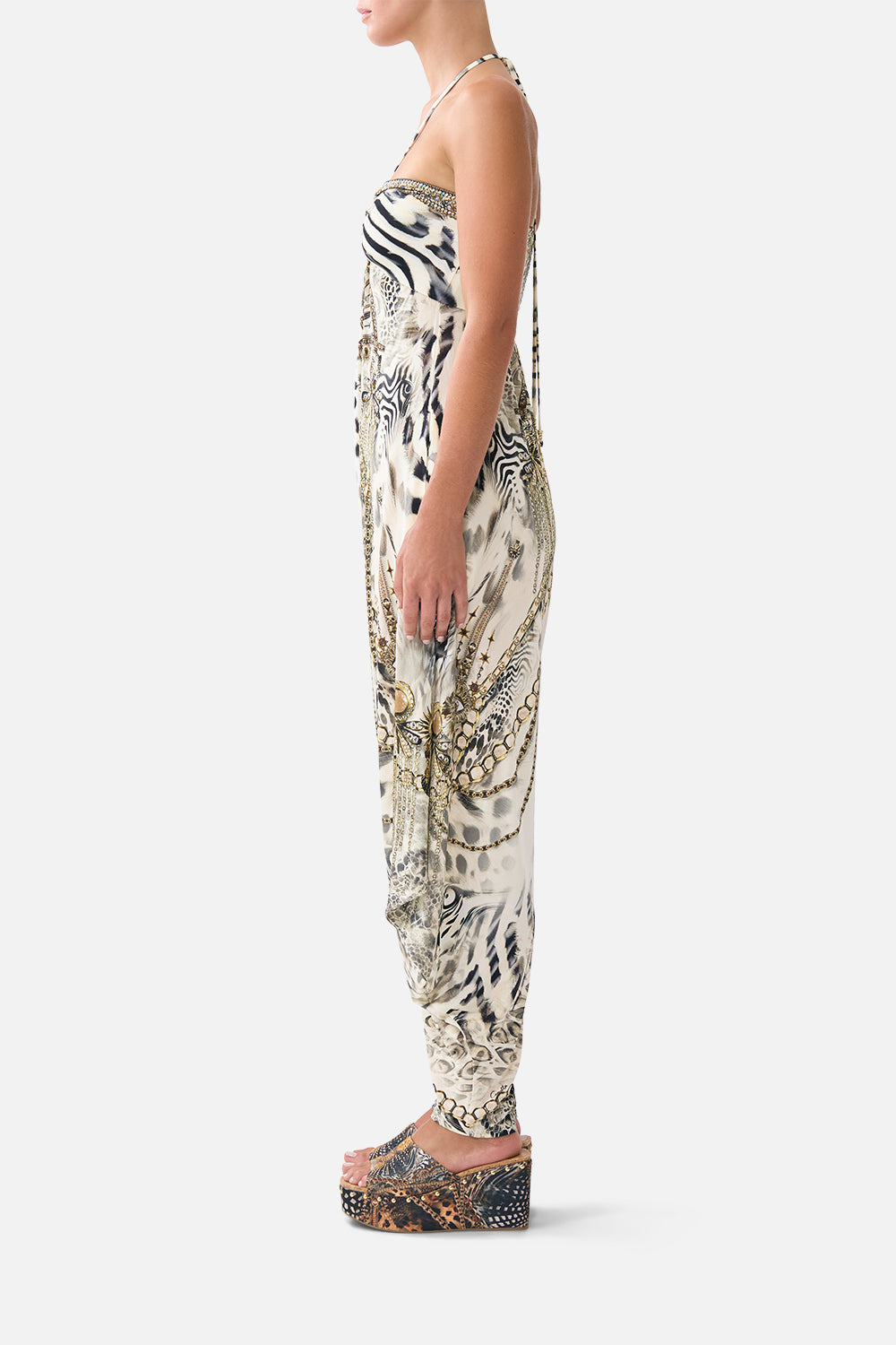 The CAMILLA DRAPED PANT JUMPSUIT WITH HARDWARE LADY LIONHEART