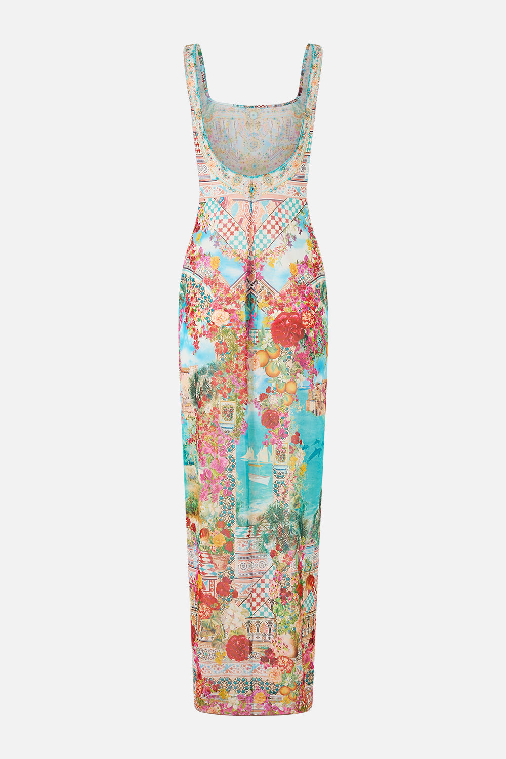 SQUARE NECK BEACH MAXI DRESS W LOW BACK MEET ME IN MALLORCA