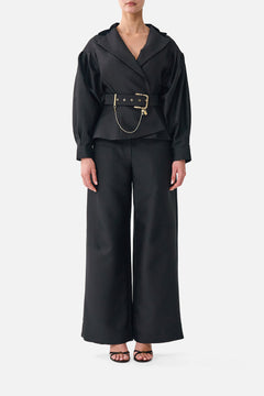 COLLARED JACKET WITH BELT LEOPARD LIBERTINE