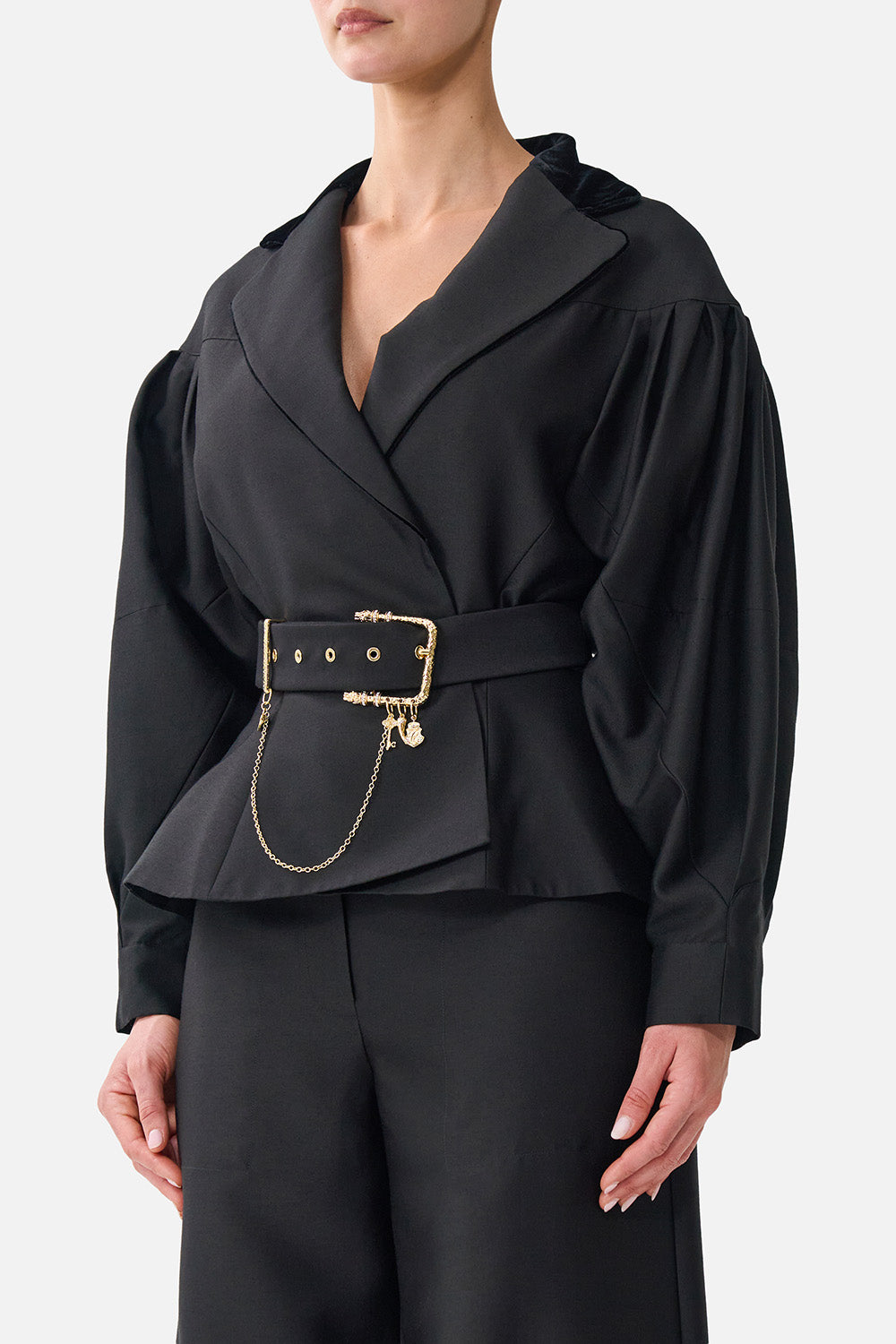 COLLARED JACKET WITH BELT LEOPARD LIBERTINE