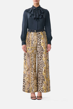 COLLARED SHIRT WITH FRILL NECK DETAIL LEOPARD LIBERTINE