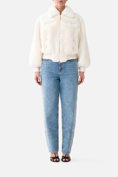 FAUX FUR BOMBER WITH POCKET DETAILS MIDSUMMER MASTERPIECE
