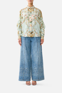 BUTTON SHIRT WITH FRILL DETAIL WILDFLOWER WUNDERLAND