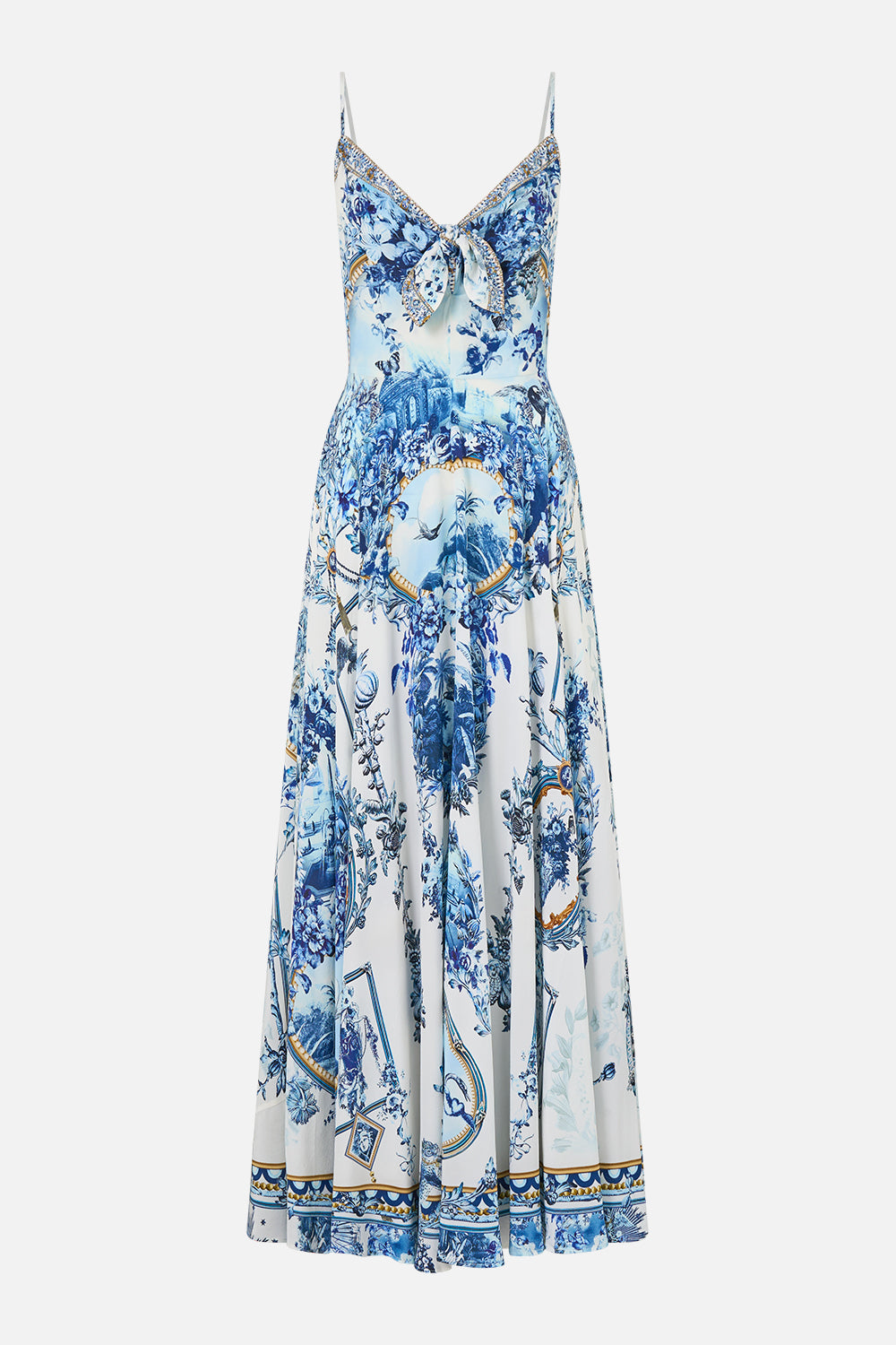 LONG DRESS WITH TIE FRONT THE PORCELAIN PARLOUR
