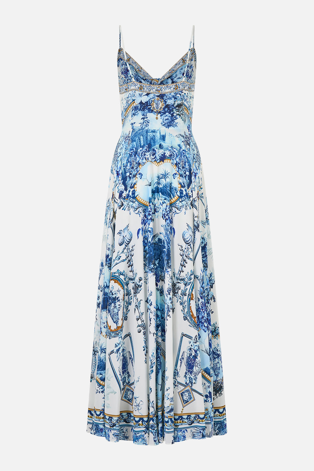 The CAMILLA LONG DRESS WITH TIE FRONT THE PORCELAIN PARLOUR