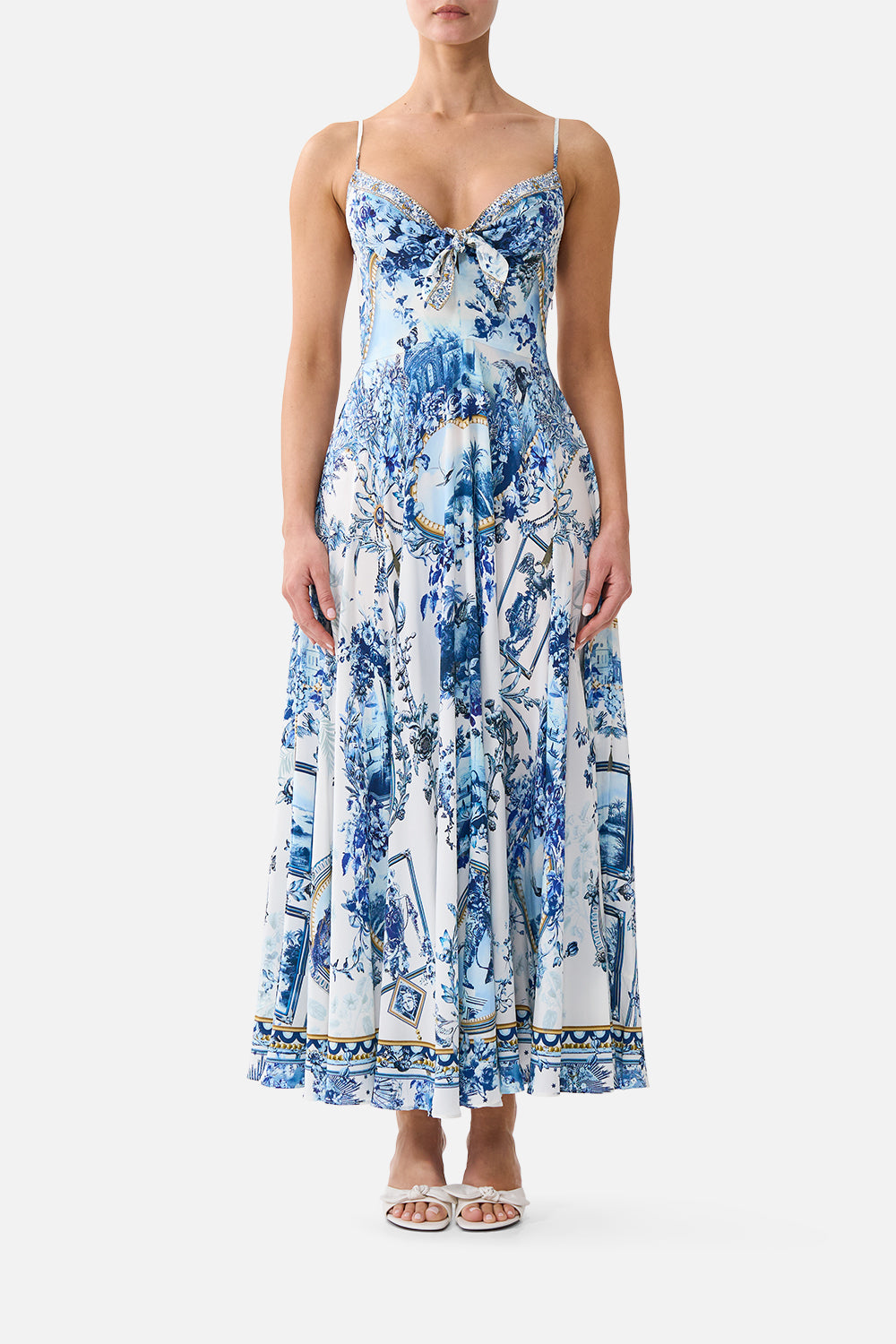 LONG DRESS WITH TIE FRONT THE PORCELAIN PARLOUR