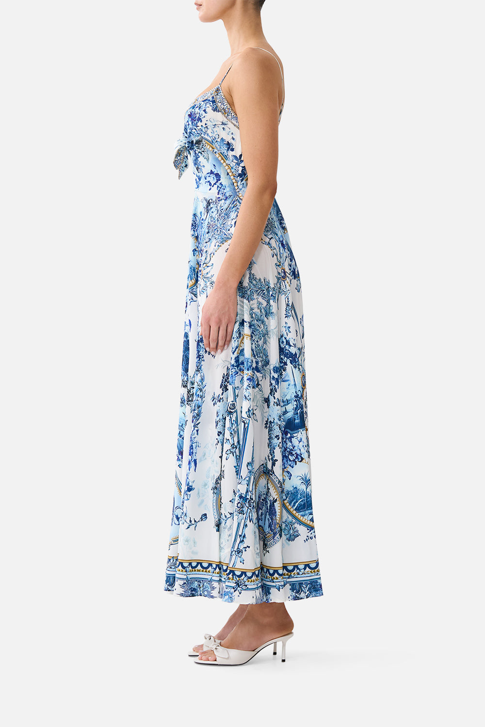 LONG DRESS WITH TIE FRONT THE PORCELAIN PARLOUR