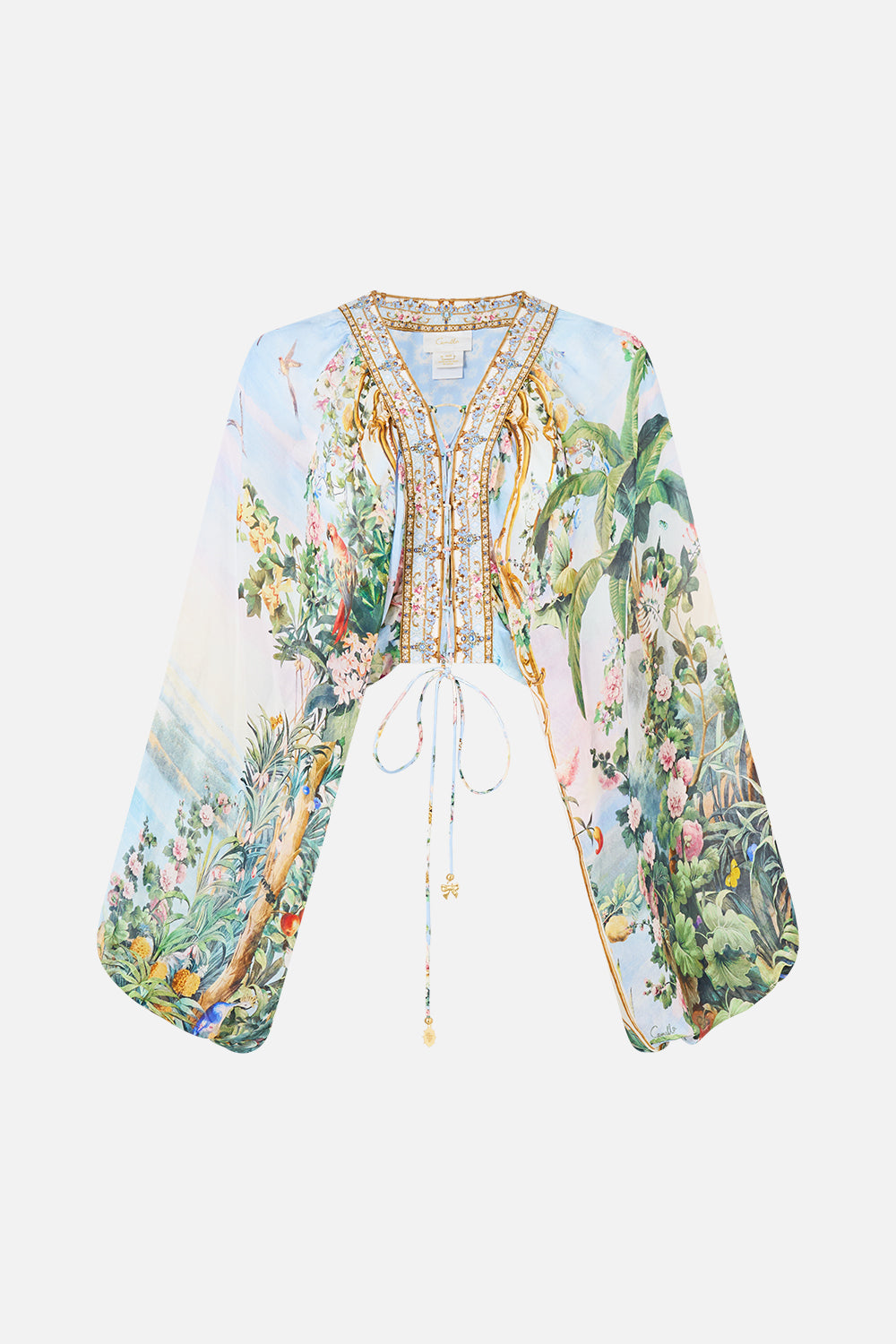 The CAMILLA LACE UP FRONT BLOUSON SLEEVE BLOUSE SISI SOCIETY