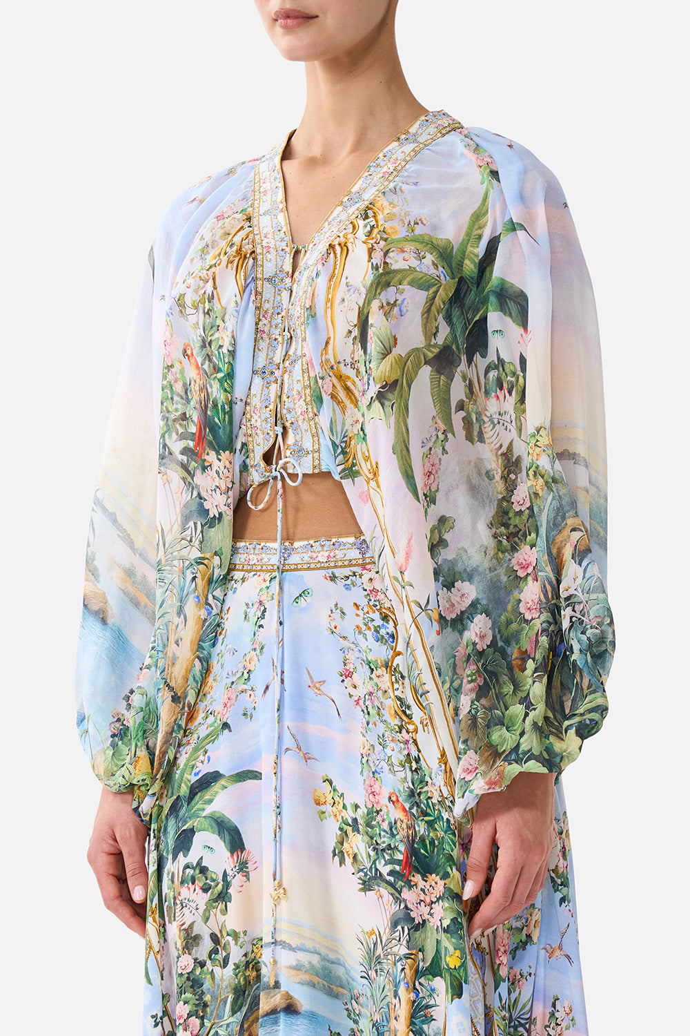 The CAMILLA LACE UP FRONT BLOUSON SLEEVE BLOUSE SISI SOCIETY