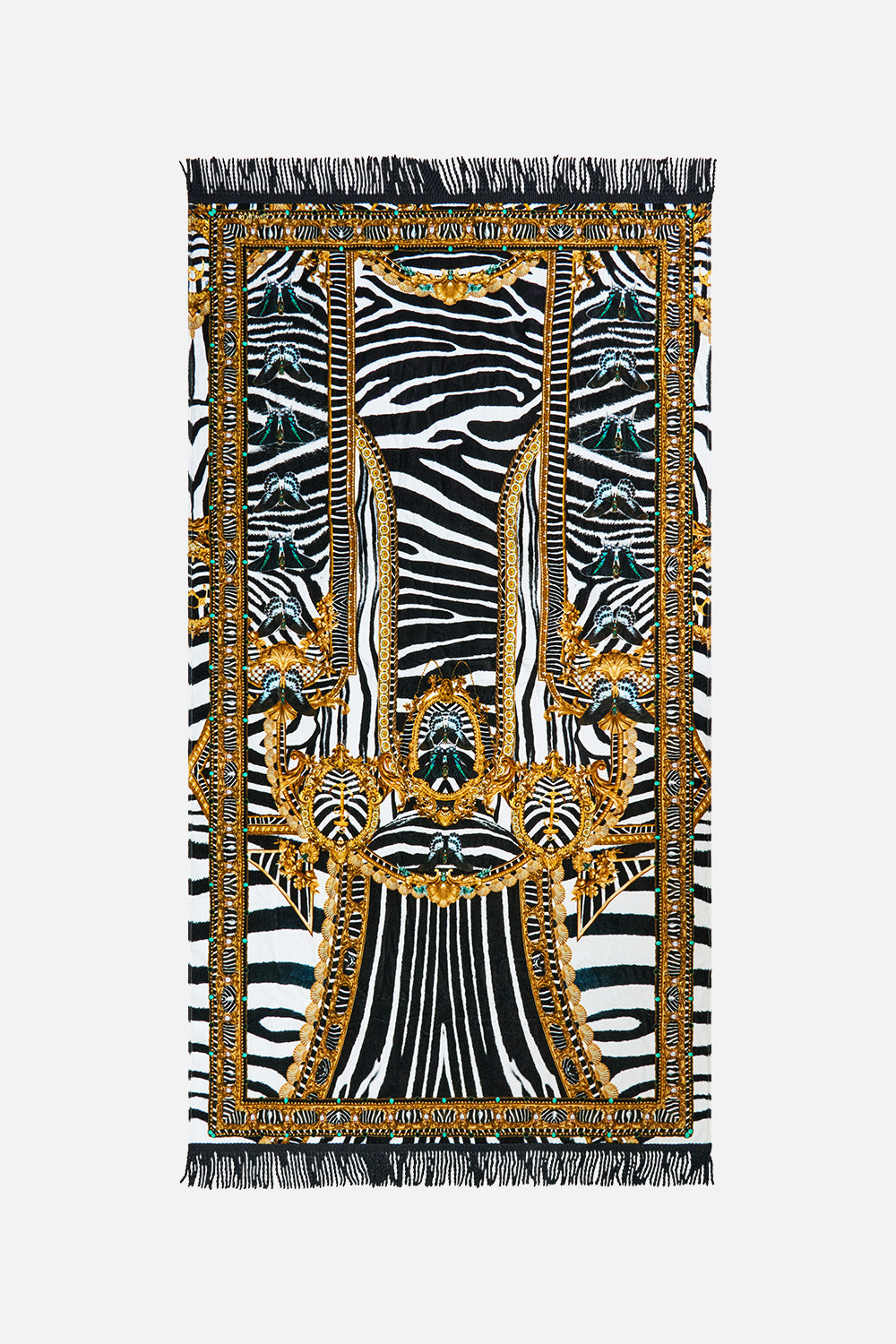 BEACH TOWEL WITH FRINGE ZIG ZAG ZOO