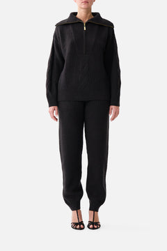 HALF ZIP KNIT SWEATER NIGHT GARDEN