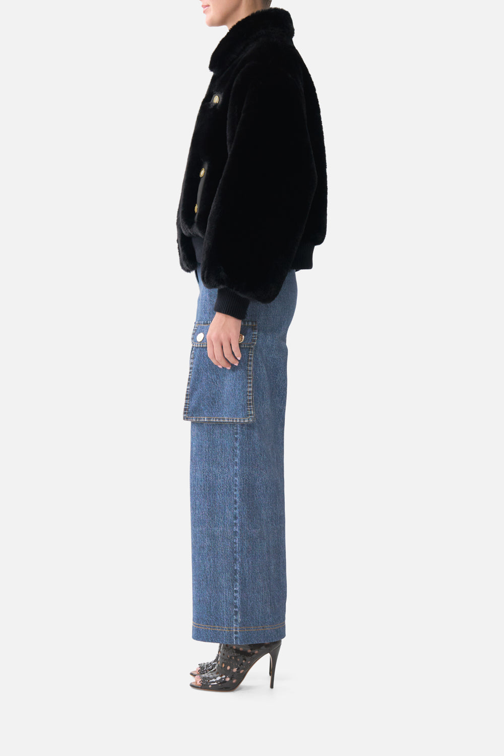 The CAMILLA FAUX FUR BOMBER WITH POCKET DETAILS FIESTA, SIESTA, REPEAT