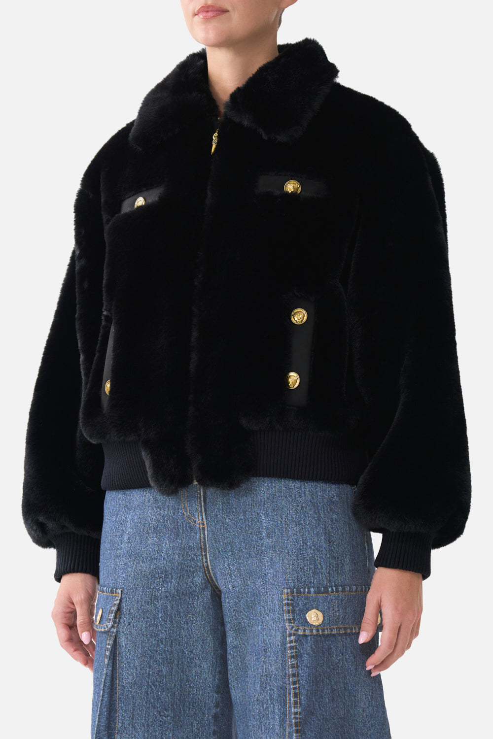 The CAMILLA FAUX FUR BOMBER WITH POCKET DETAILS FIESTA, SIESTA, REPEAT