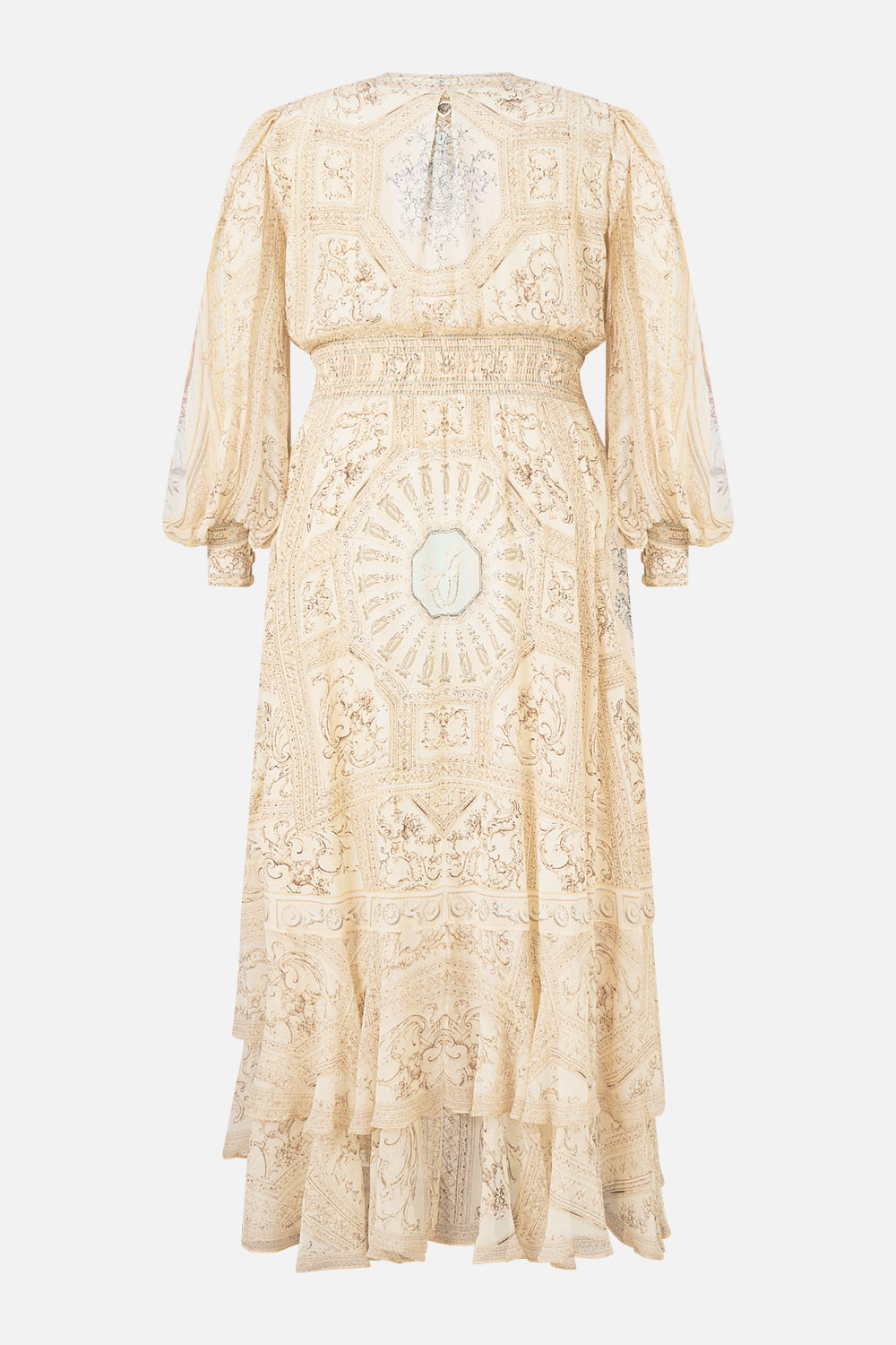 The CAMILLA Long Button Front Dress in our A Beloved Boudoir print.