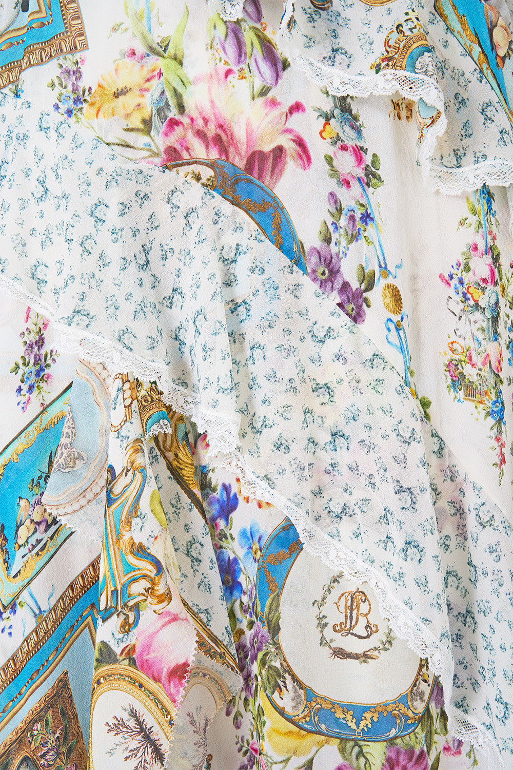 The CAMILLA Asymmetric Spliced Ruffle Dress in our Art For The Artisans print.