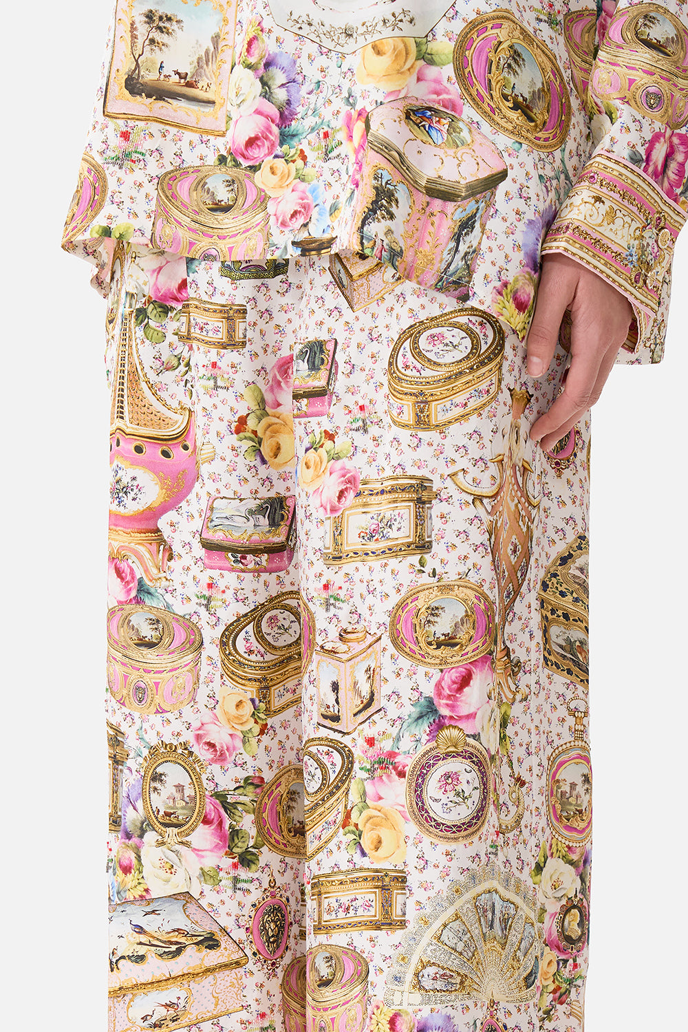 The CAMILLA Wide Leg Waisted Pant in our In The Heart Of Art print.
