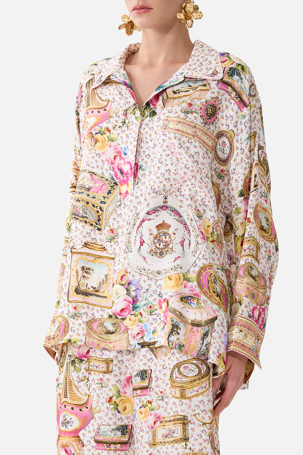 The CAMILLA Relaxed Collared Shirt With Pocket in our In The Heart Of Art print.