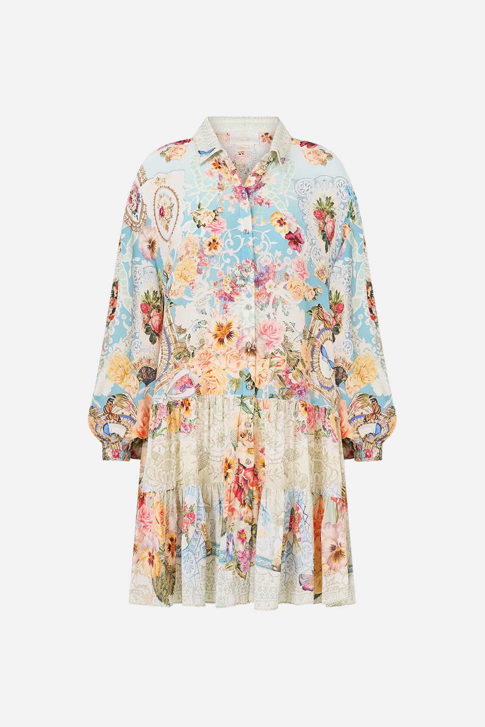 The CAMILLA LONG SLEEVE TIERED SHORT DRESS A TASTE FOR LACE