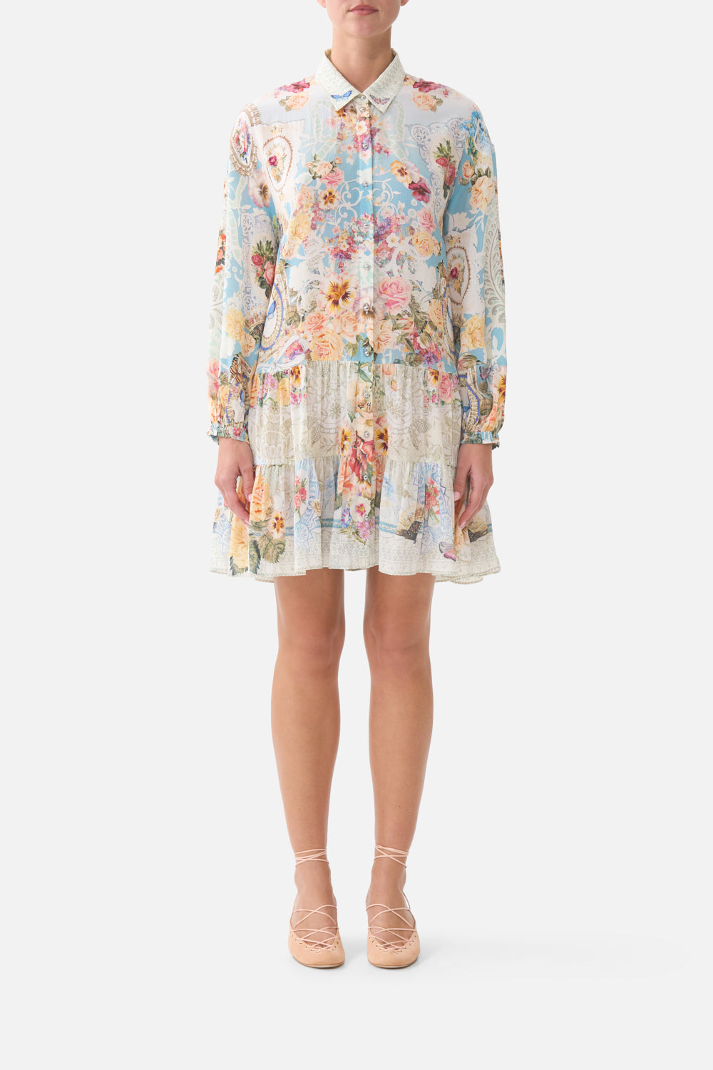 The CAMILLA LONG SLEEVE TIERED SHORT DRESS A TASTE FOR LACEA TASTE FOR LACE
