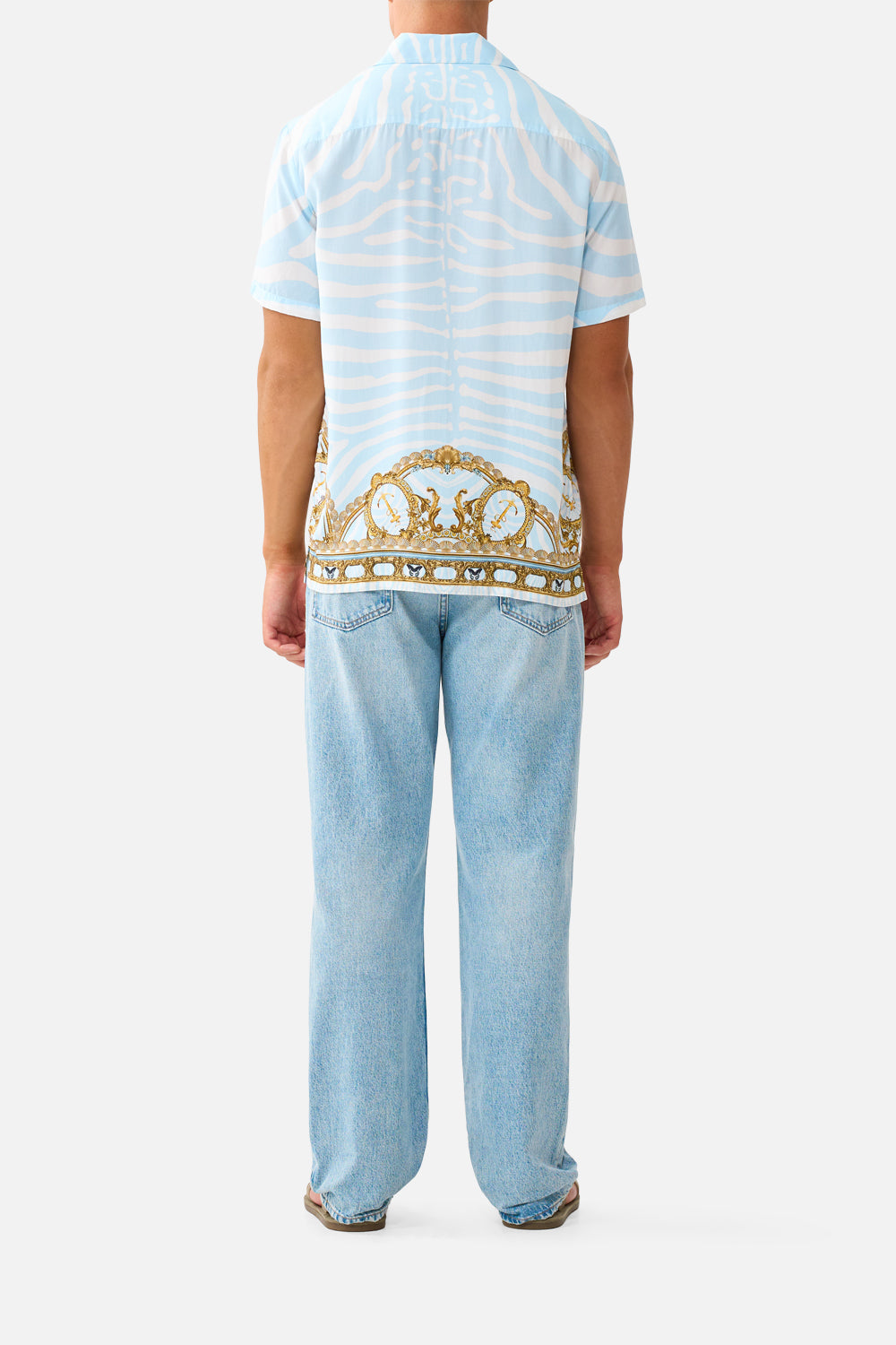 SHORT SLEEVE CAMP COLLARED SHIRT SPIRIT OF STRIPES