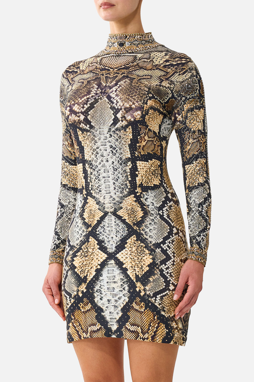 LONG SLEEVE FITTED MINI DRESS ANIMALIA HEIRLOOMS