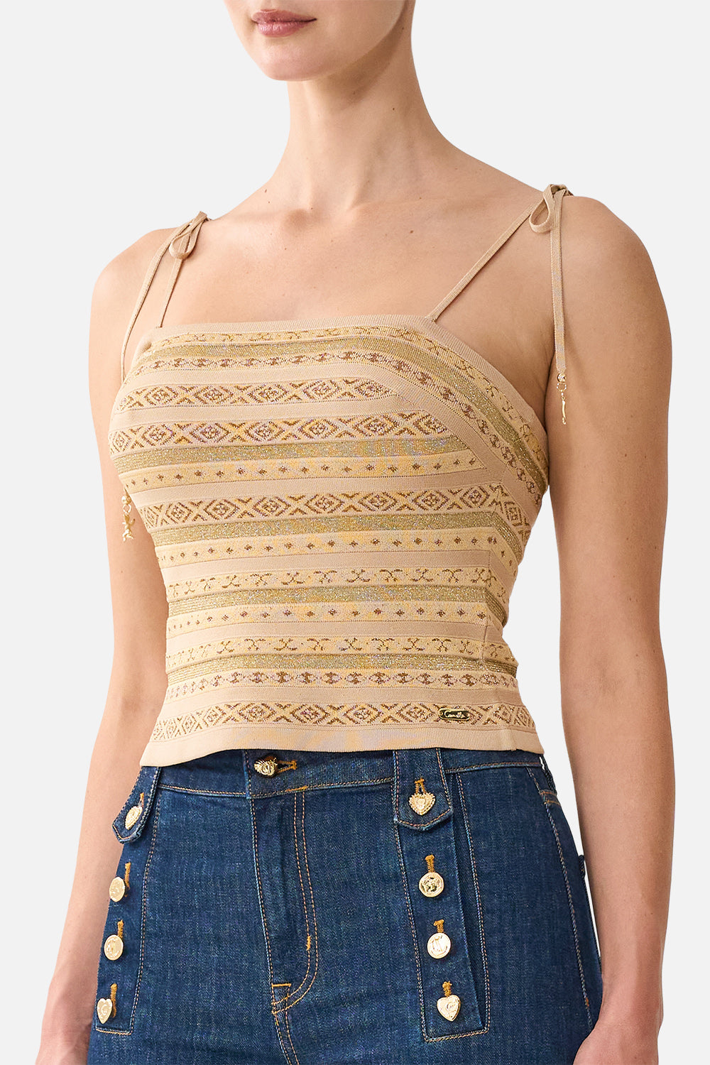 KNIT TANK WITH SILK STRAPS QUEEN OF BOHEMIA
