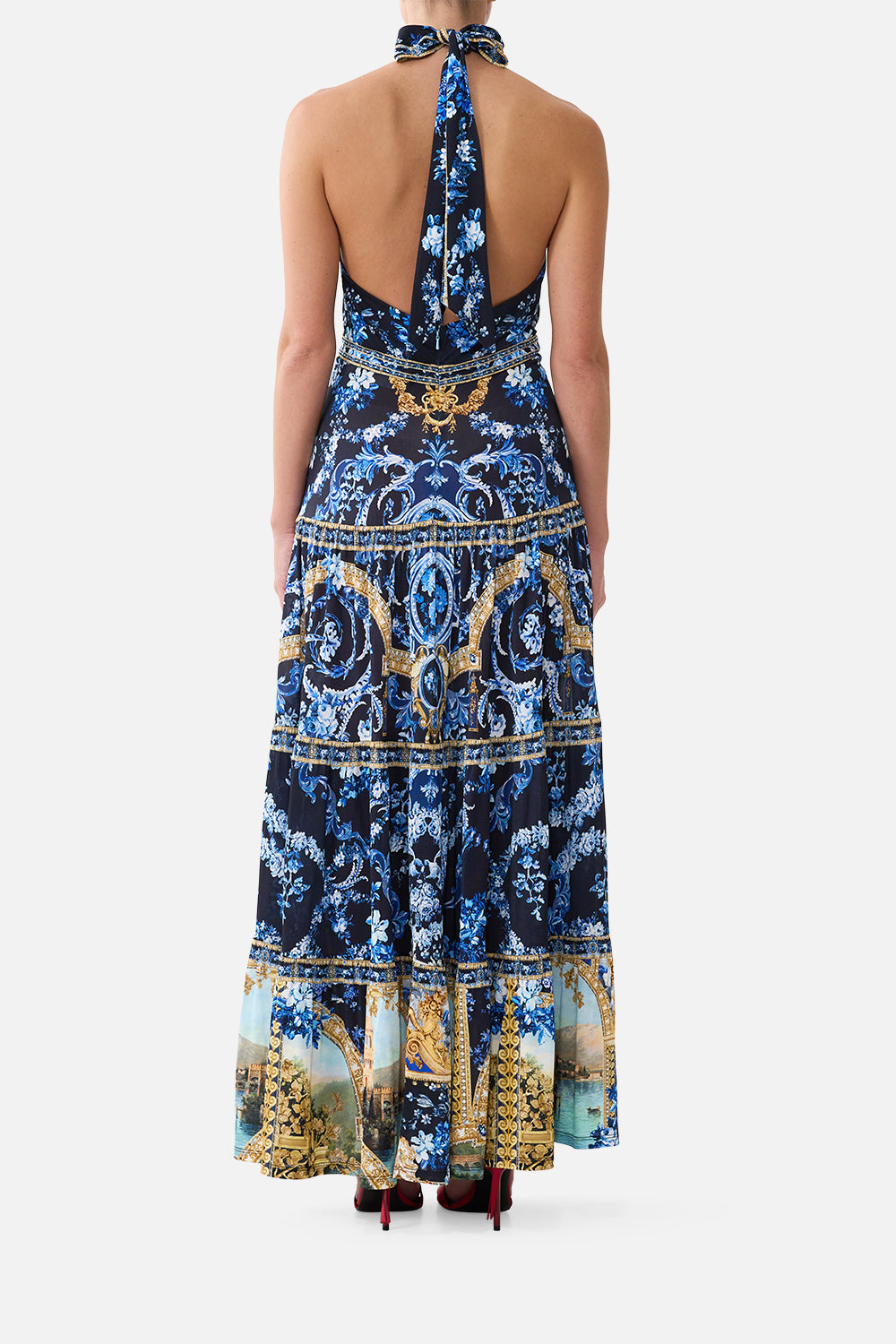 HALTER JERSEY DRESS WITH TIERED SKIRT SWEET SACRÉ BLEU