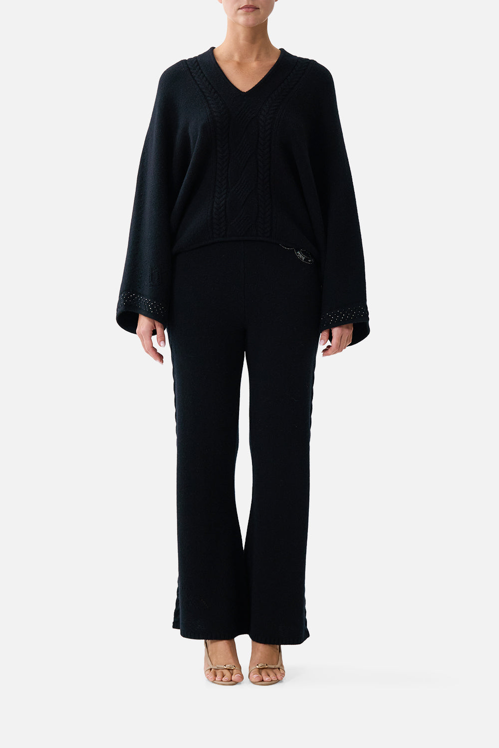 The CAMILLA CASHMERE KNIT RELAXED V-NECK SWEATER NIGHT GARDENNIGHT GARDEN