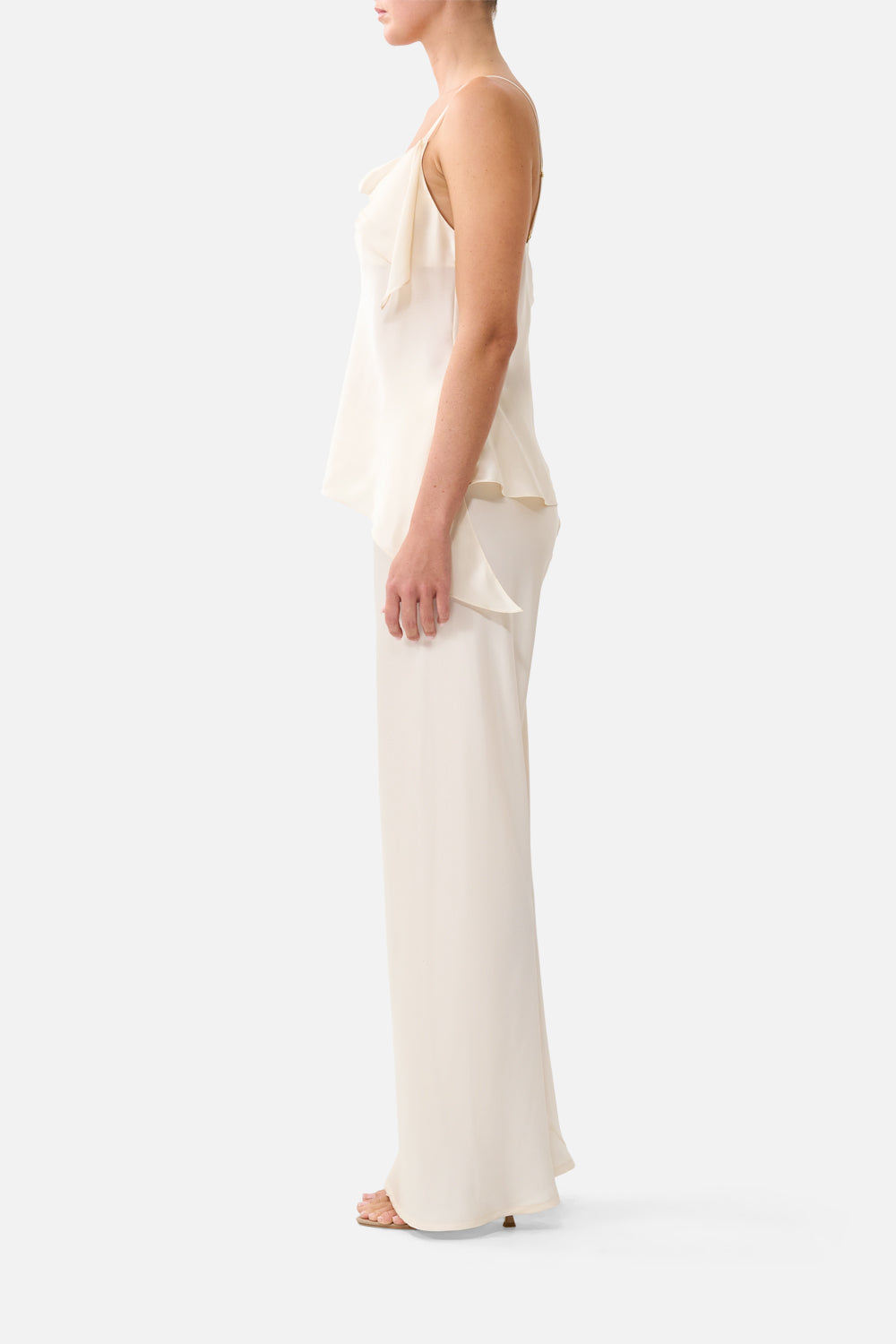 ASYMMETRIC DRAPED TOP SILK ESSENTIALS