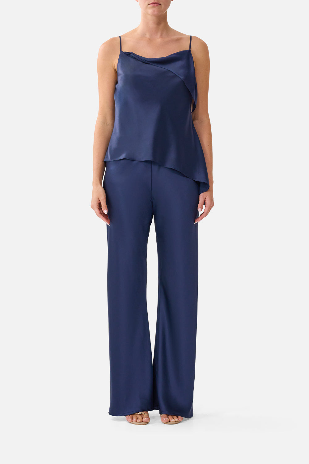 ASYMMETRIC DRAPED TOP SILK ESSENTIALS