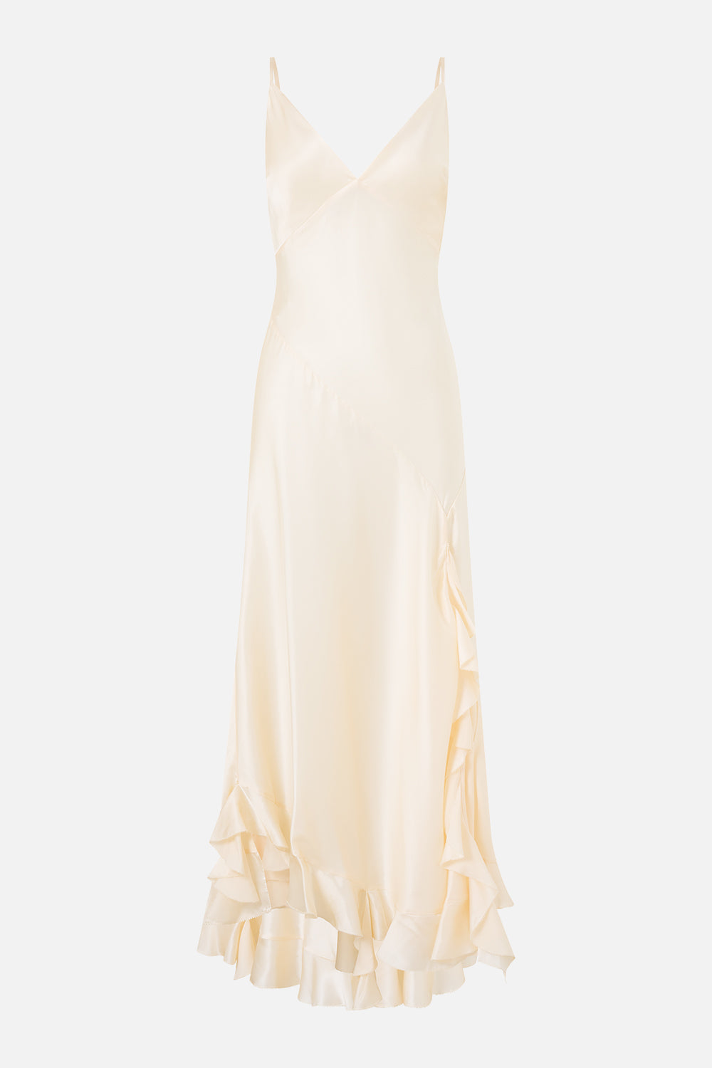 BIAS SLIP DRESS WITH FRILL HEM SILK ESSENTIALS