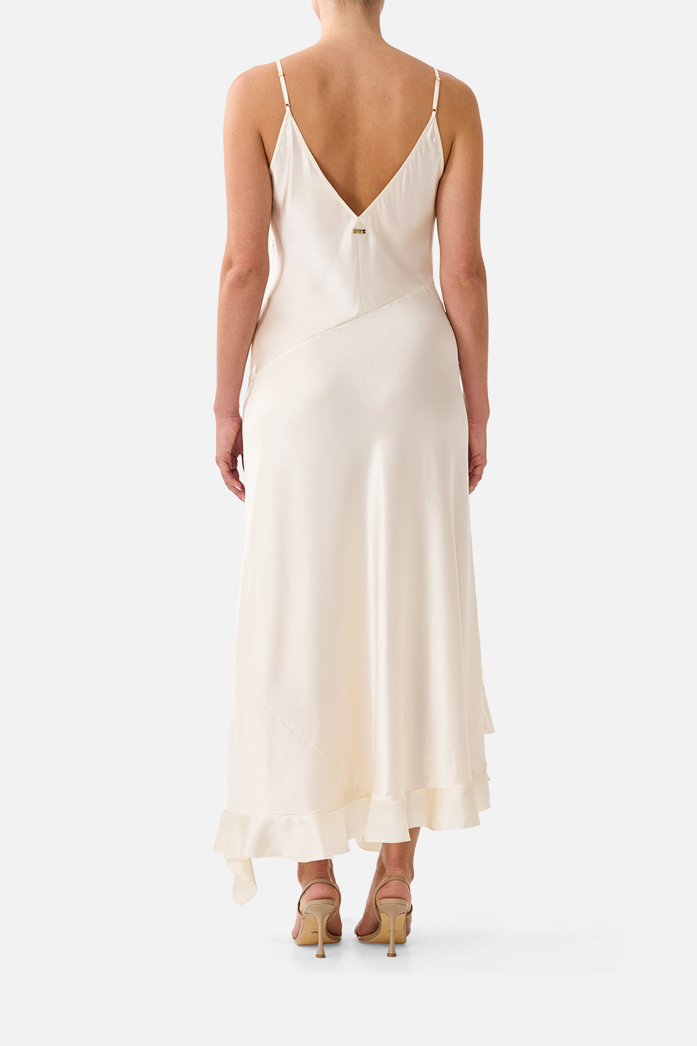 BIAS SLIP DRESS WITH FRILL HEM SILK ESSENTIALS