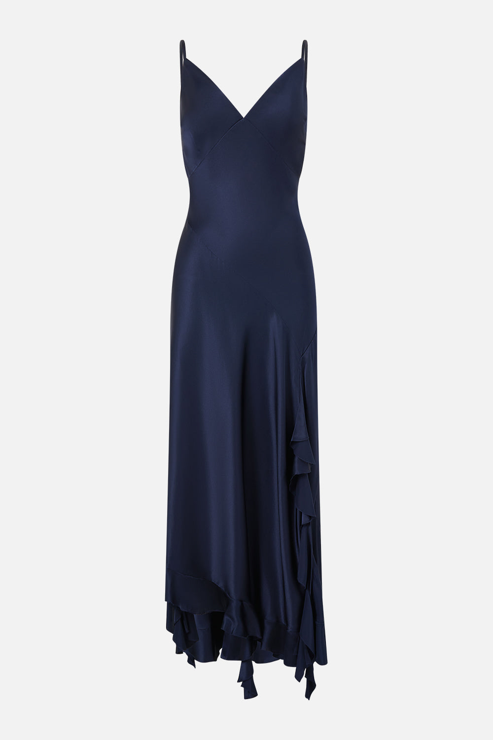 BIAS SLIP DRESS WITH FRILL HEM SILK ESSENTIALS
