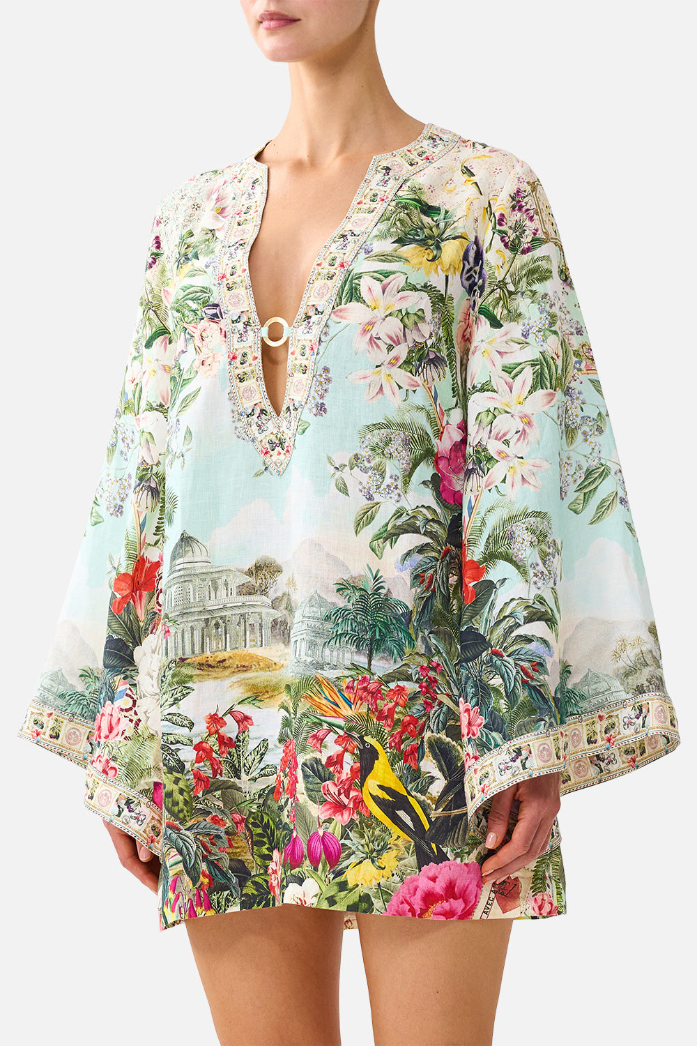 DEEP V NECK HARDWARE SHORT KAFTAN LA BELLE BOTANIQUE