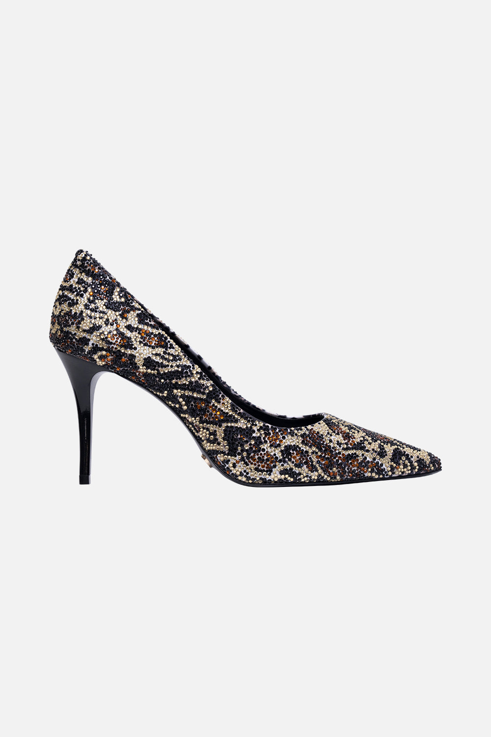 CRYSTAL EMBELLISHED HIGH HEEL PUMP TIGER TALK